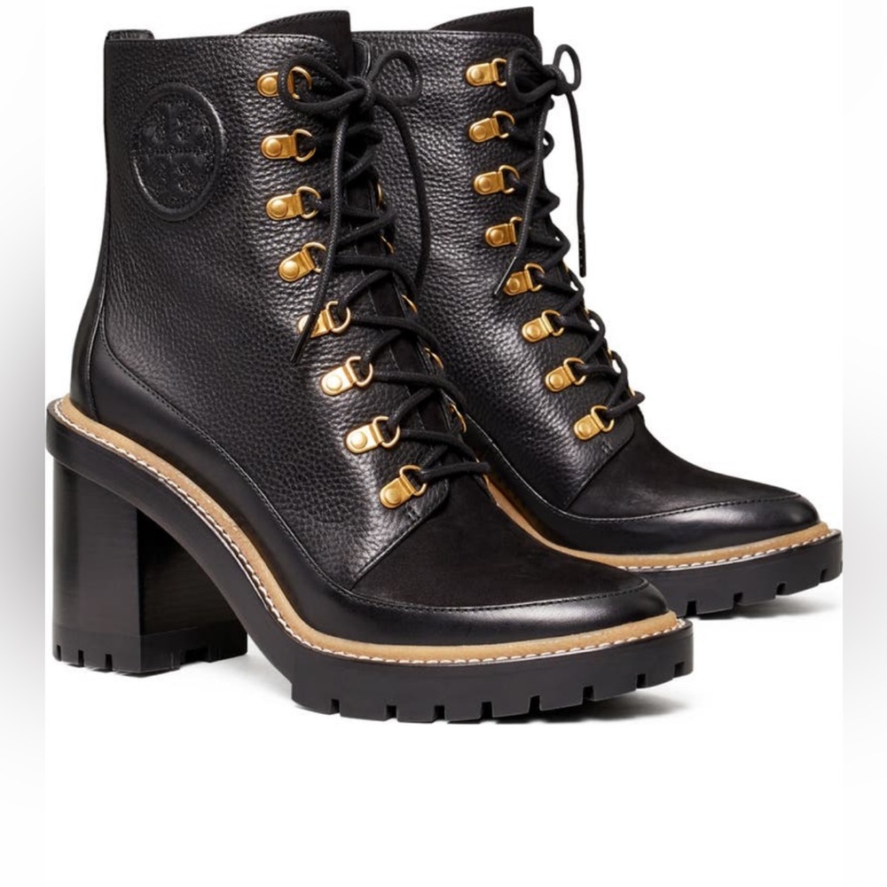 Tory Burch Miller Mixed Materials Lug Sole Boots New in Box